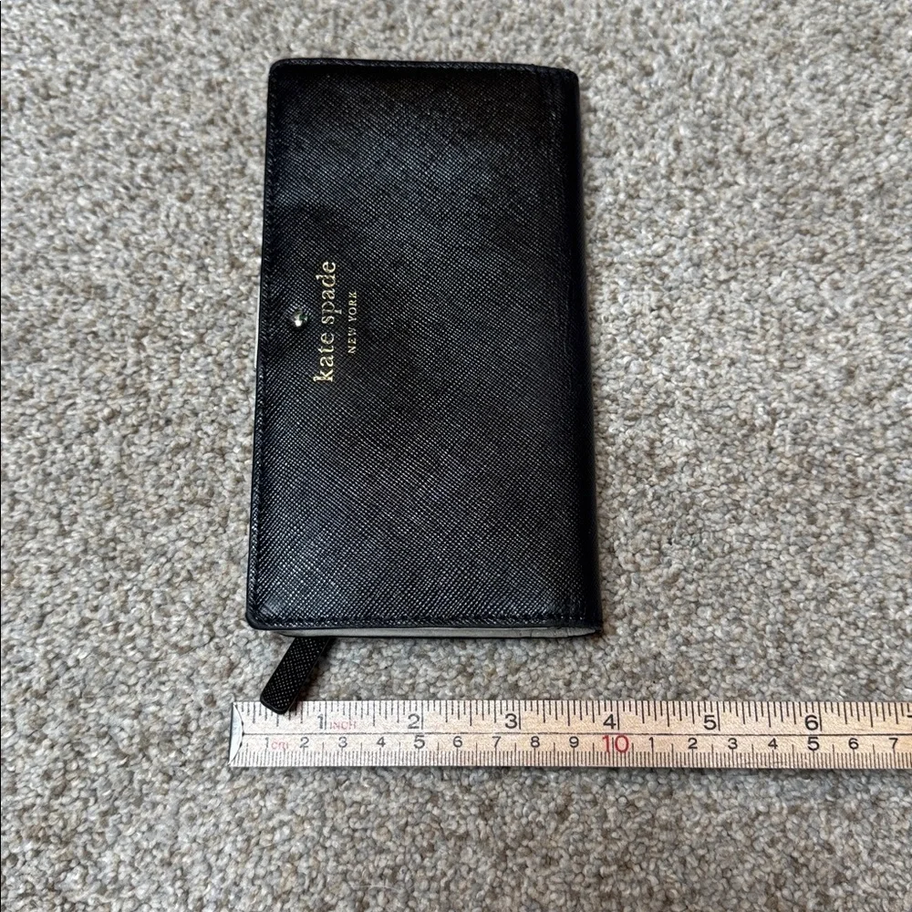 Kate Spade Staci Large Slim Bifold Wallet Black Saffiano Leather